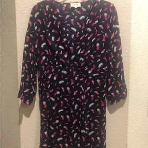 Women’s dress - navy with feather pattern.